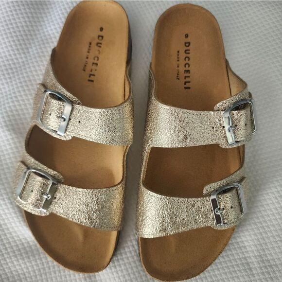 DUCCELLI Made in Italy Jaimee leather comfort lagenlook buckle Sandals - Picture 5 of 8